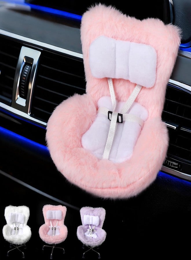 VZZNN 3 Pack Doll Chair Car Seat for Labubu, 15-17cm Dolls Accessories with Air Vent Clip & Desktop Stand, Cute Doll Car Seat for Toys Collection, （Purple, Pink, White） - Image 2